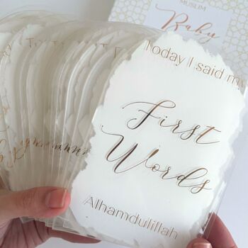 Muslim Baby Milestone Acrylic Plaques White And Gold, 3 of 12