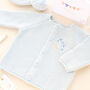 Personalised Blue Baby Boy Cardigan With Moon And Stars Embroidered Initial, thumbnail 1 of 12