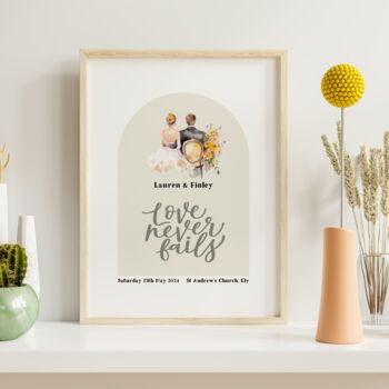 Personalised Wedding Print Love Never Fails Two, 2 of 9