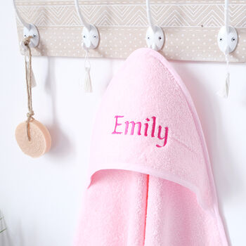 Personalised Pink Hooded Cotton Towel, 3 of 8