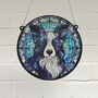 Border Collie Long Haired Stained Glass Effect Suncatcher, thumbnail 1 of 6