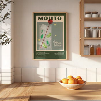 Retro Mojito Cocktail Print, 5 of 12