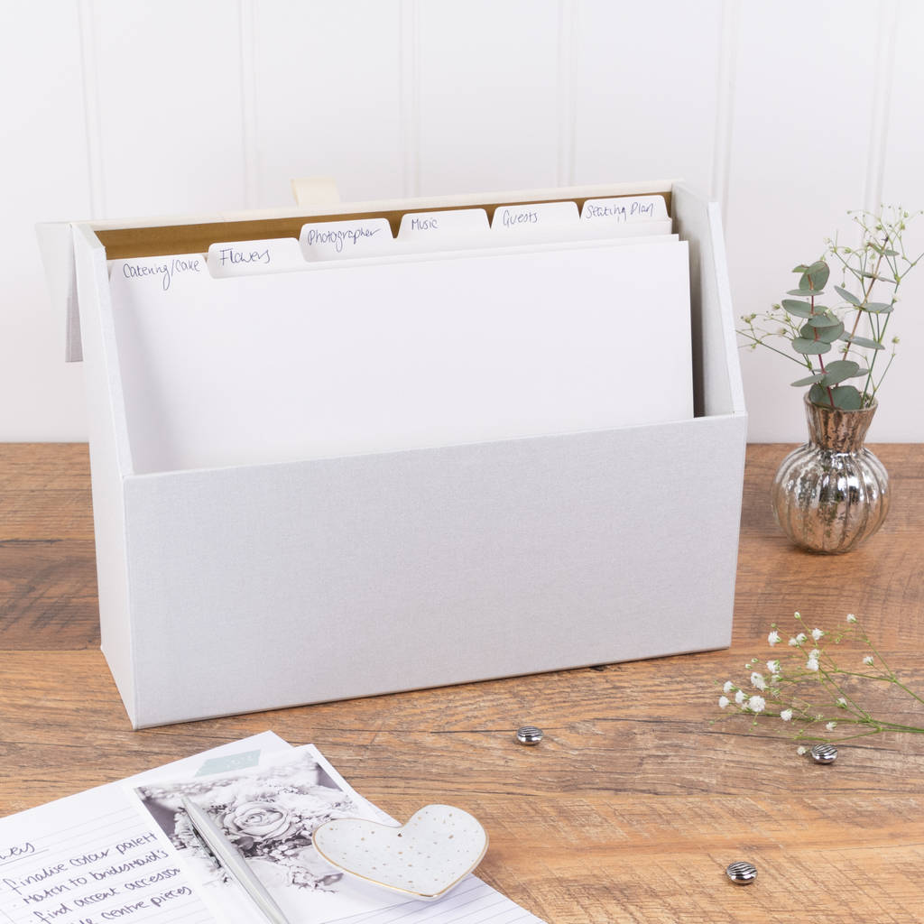 personalised wedding planner box  classic linen by harris 