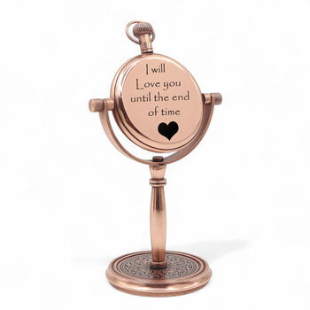 Personalised Copper Desk Clock Gift With Wooden Box, 7 of 12