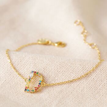 Rainbow Crystal Initial Bracelet In Gold Plating, 8 of 12