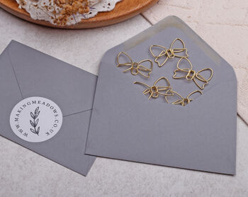 Gold Paper Clips Ribbon Bow Shaped, Metal Paperclip For Wedding Or Office Stationery, 2 of 2