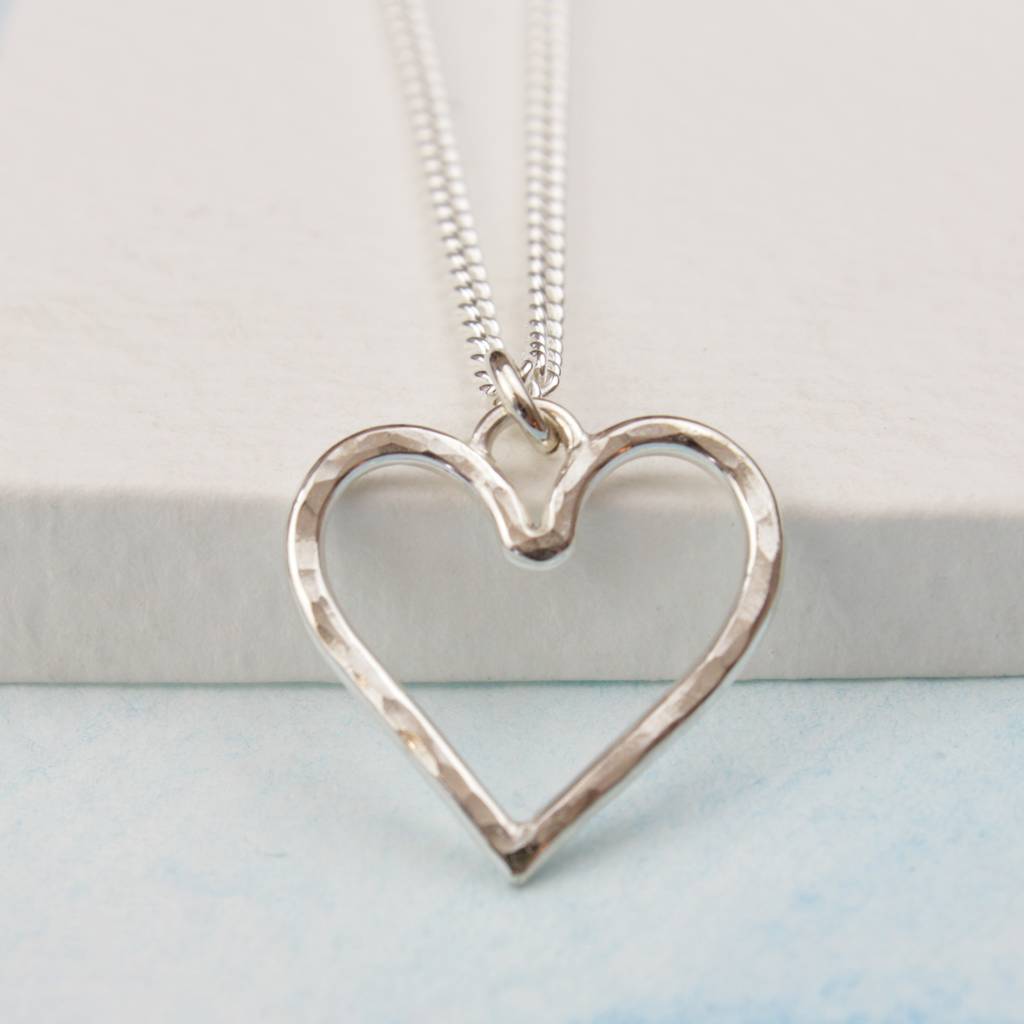 silver hammered heart necklace by louise mary designs ...