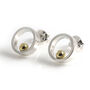 Silver With Gold Ball Open Circle Stud Earrings, thumbnail 2 of 8