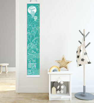 Personalised Monochrome Mountain Adventure Height Chart, 3 of 11