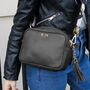 Personalised Black Handbag With Canvas Strap, thumbnail 1 of 6