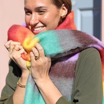 Rainbow Thick Stripe Winter Scarf, 4 of 5