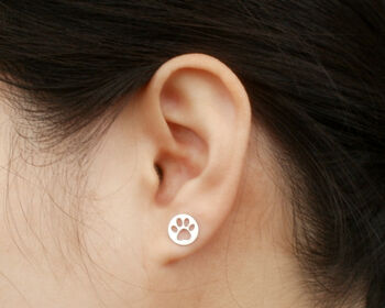 Pawprint Stud Earrings In Sterling Silver, 3 of 3