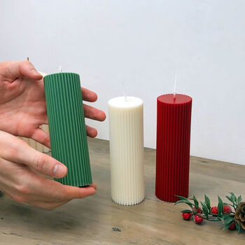 Festive Christmas Pillar Candle Christmas Decoration, 2 of 10