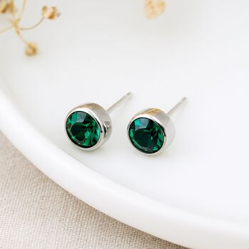 Sterling Silver May Birthstone Stud Earrings – 7mm, 3 of 5