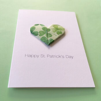 St Patrick's Day Origami Shamrock Heart Card, 2 of 4
