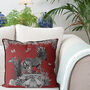 Tropical Zebra Cushion In Red, thumbnail 1 of 7