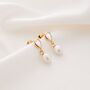 9ct Gold Cz And Hanging Pearl Stud Earrings, thumbnail 2 of 4