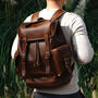 Genuine Leather Backpack In Russet Brown, thumbnail 6 of 12
