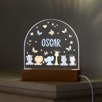 Personalised Jungle Animals Night Light For Children, 5 of 7