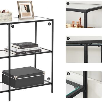 Console Table Coffee Table Tempered Glass Shelves, 6 of 10