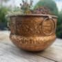 A Floral Embossed Vintage Style Copper Planter With Brass Ring Handles, thumbnail 11 of 11