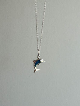 Sterling Silver And Opal Dolphin Necklace, 6 of 6