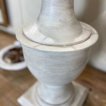 Antiqued White Wash Tall Urn Table Lamp Base, 5 of 11