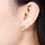 Smiley Face Cz Stone Gold Stud Earrings, thumbnail 3 of 9