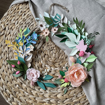 Boho Style Paper Flower And Foliage Jute Wreath, 2 of 4