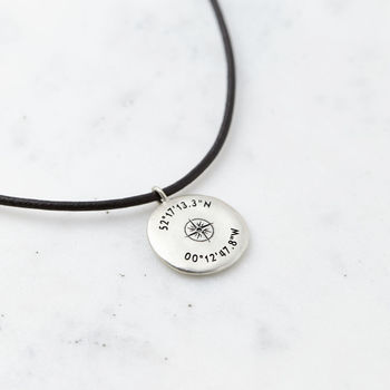 Sterling Silver And Leather Coordinates Necklace, 2 of 5