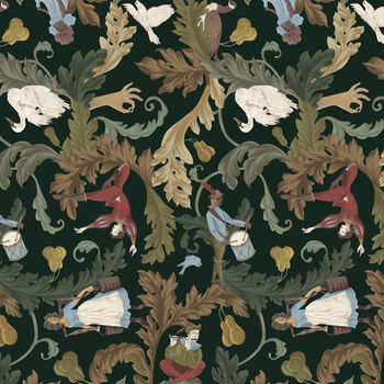 12 Days Of Christmas Gift Wrap Bundle With Gold Foiled Cards, 11 of 12