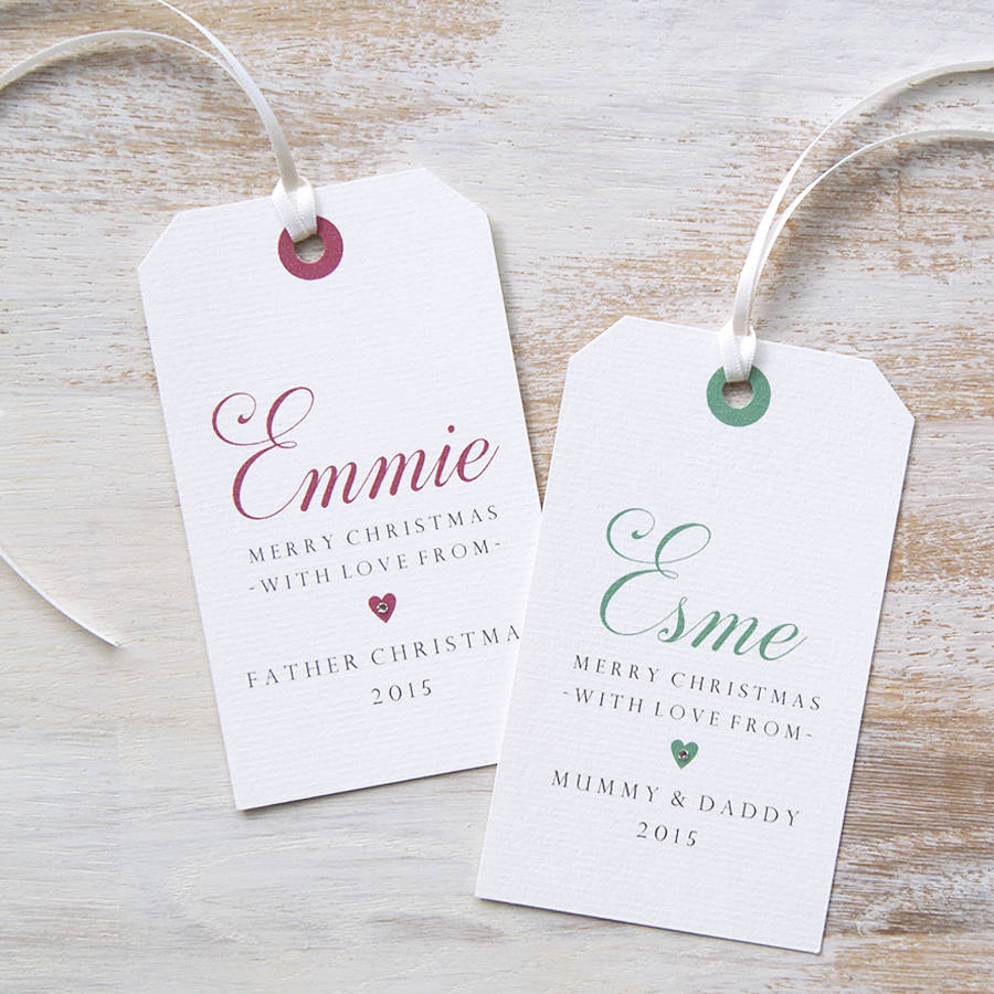 classic personalised christmas gift tag by button box