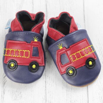 Dotty Fish Fire Engine Soft Leather Baby Shoes With Barefoot Soles, 4 of 8