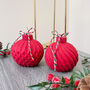 Red Christmas Candle With Christmas Tree Bauble Design, thumbnail 1 of 11