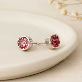 Sterling Silver October Birthstone Stud Earrings – 7mm, 6 of 7