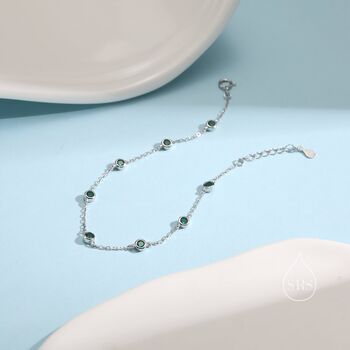 Emerald Green Cz Floating Bracelet Or Anklet, 2 of 11