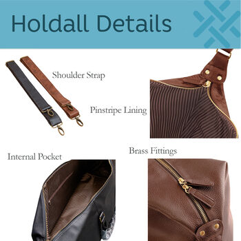 Personalised Nu Hide Holdall With Strap Embroidery, 7 of 11