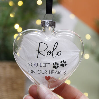 Pet Paw Print Memory Feather Bauble, 2 of 8