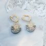 Sunburst Grey Mop Earring Gold Plated Silver, thumbnail 1 of 5