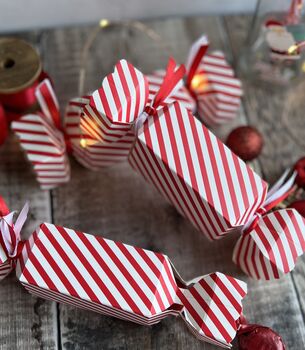 Four Small Candy Cane Stripe Cracker Shaped Boxes, 5 of 5