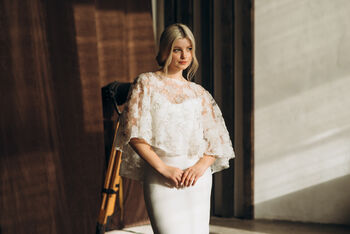 Floral Lace Cape Beaded Wedding Dress Cover Up, 12 of 12
