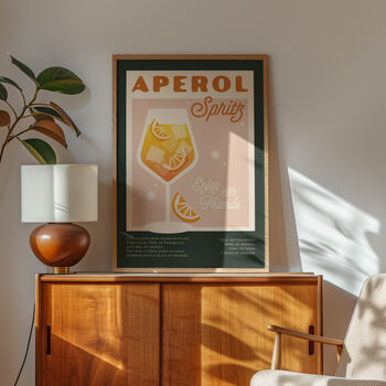 Retro Aperol Spritz Cocktail Print, 6 of 9
