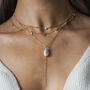 Chloe. Gold Filled Pearl Lariat Necklace, thumbnail 2 of 5