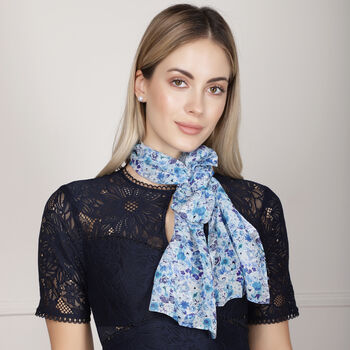 Tiny Florals Long Chiffon Silk Scarf, 8 of 9