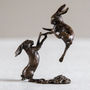 Miniature Bronze Boxing Hares Sculpture 8th Anniversary, thumbnail 10 of 12