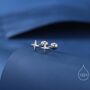 Four Point Star Screw Back Earrings In Sterling Silver, thumbnail 1 of 10