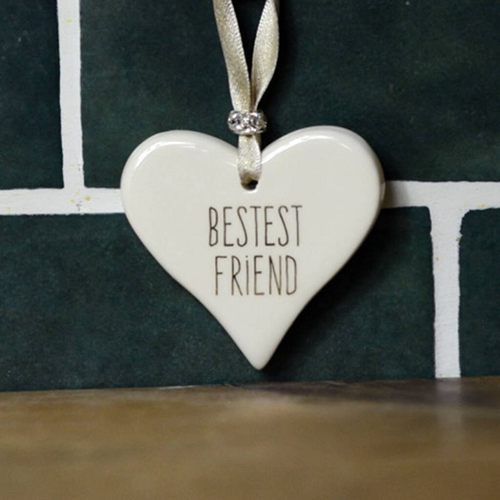 Bestest Friend Ceramic Hanging Heart, 1 of 8