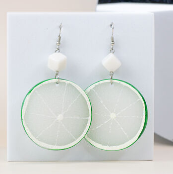 Hand Painted Lemon/Lime Drop Earrings Silver Plated, 8 of 8