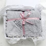 Personalised Grey Fluffy Pom Pom Baby Blanket, thumbnail 4 of 9