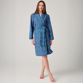 Women's 'Marrakesh Paisley' Cotton Mid Length Robe, 2 of 5